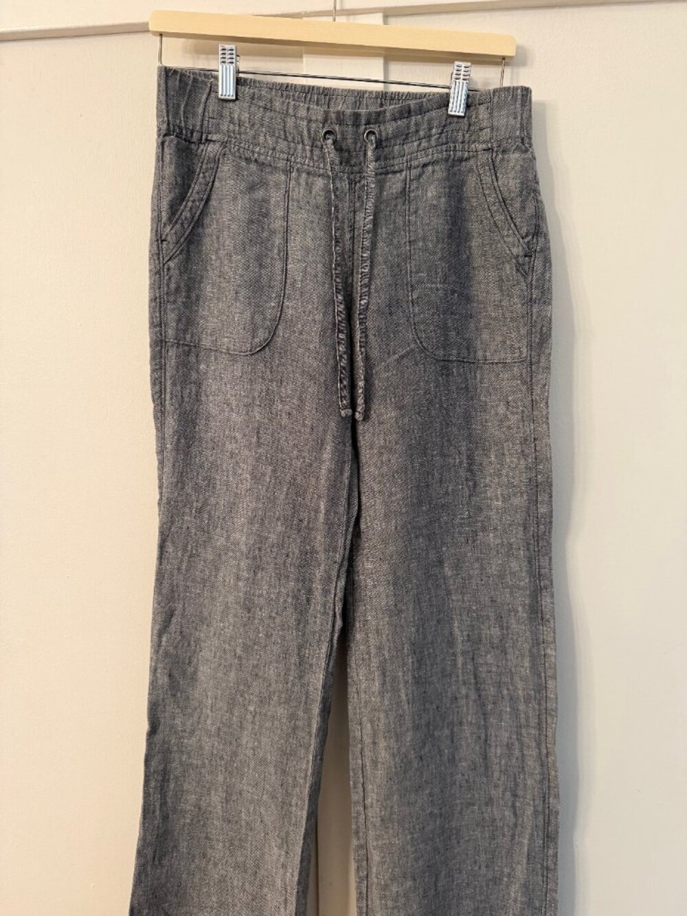Athleta Pants Womens 4 Gray Linen Pull On Drawstring Straight Leg Casual